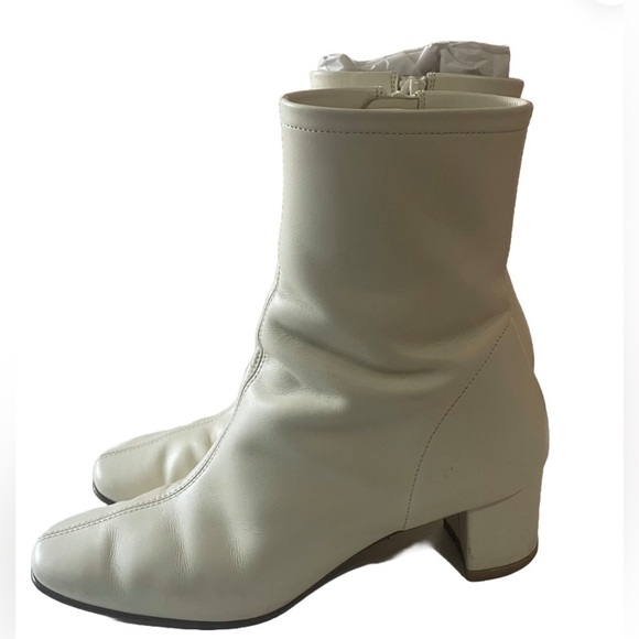 BY FAR Shoes - By Far Sofia Boots Off White Heeled Ankle Boot Leather Size 36 Women’s 5.5